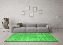 Machine Washable Abstract Green Contemporary Area Rugs in a Living Room,, wshcon2550grn