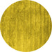 Round Abstract Yellow Contemporary Rug, con2550yw