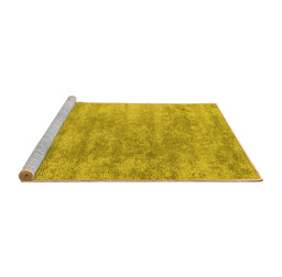 Sideview of Machine Washable Abstract Yellow Contemporary Rug, wshcon2550yw