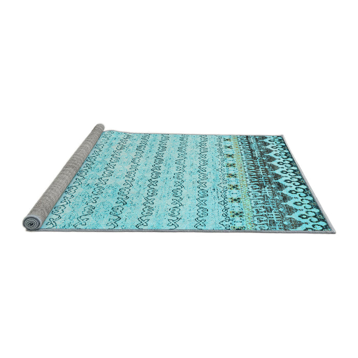 Sideview of Machine Washable Abstract Light Blue Contemporary Rug, wshcon2551lblu
