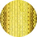 Round Machine Washable Abstract Yellow Contemporary Rug, wshcon2551yw