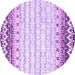 Round Abstract Purple Contemporary Rug, con2551pur