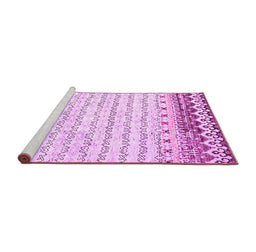 Sideview of Machine Washable Abstract Pink Contemporary Rug, wshcon2551pnk
