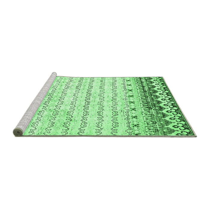 Sideview of Machine Washable Abstract Emerald Green Contemporary Area Rugs, wshcon2551emgrn
