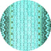 Round Abstract Turquoise Contemporary Rug, con2551turq