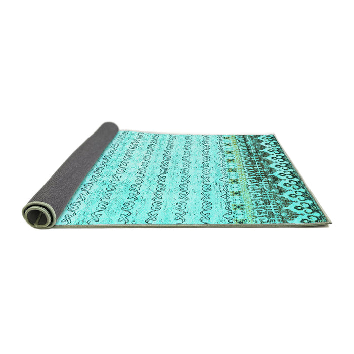 Sideview of Abstract Turquoise Contemporary Rug, con2551turq