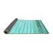 Sideview of Abstract Turquoise Contemporary Rug, con2551turq