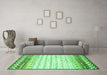 Machine Washable Abstract Green Contemporary Area Rugs in a Living Room,, wshcon2551grn