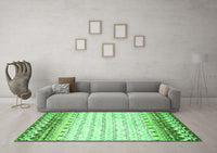 Machine Washable Abstract Green Contemporary Rug, wshcon2551grn