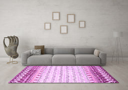 Machine Washable Abstract Pink Contemporary Rug in a Living Room, wshcon2551pnk
