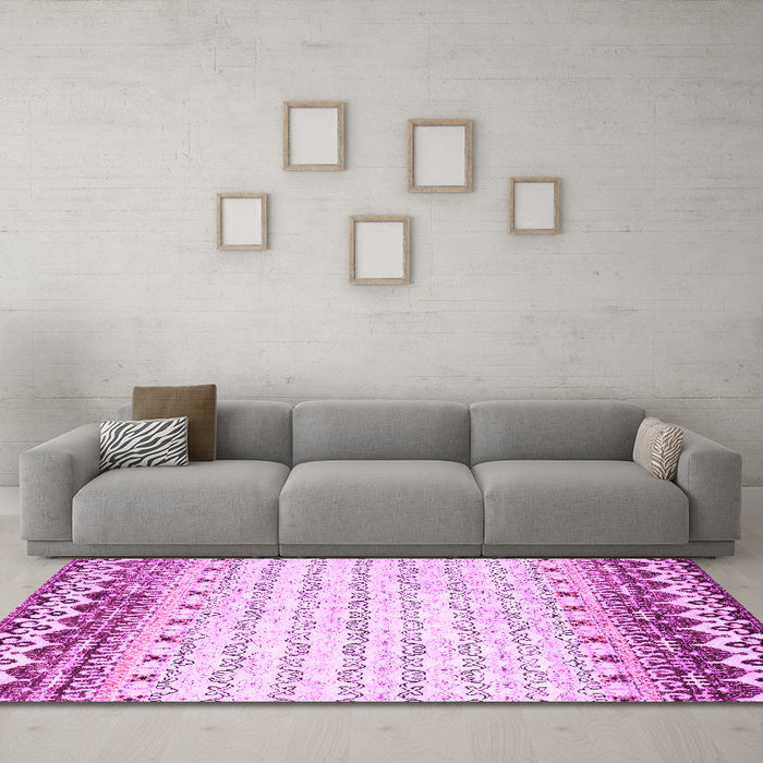 Machine Washable Abstract Pink Contemporary Rug in a Living Room, wshcon2551pnk