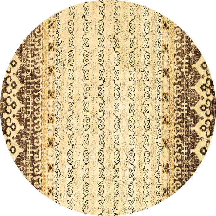 Round Machine Washable Abstract Brown Contemporary Rug, wshcon2551brn