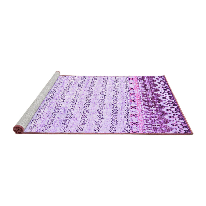 Sideview of Machine Washable Abstract Purple Contemporary Area Rugs, wshcon2551pur