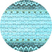 Round Abstract Light Blue Contemporary Rug, con2551lblu