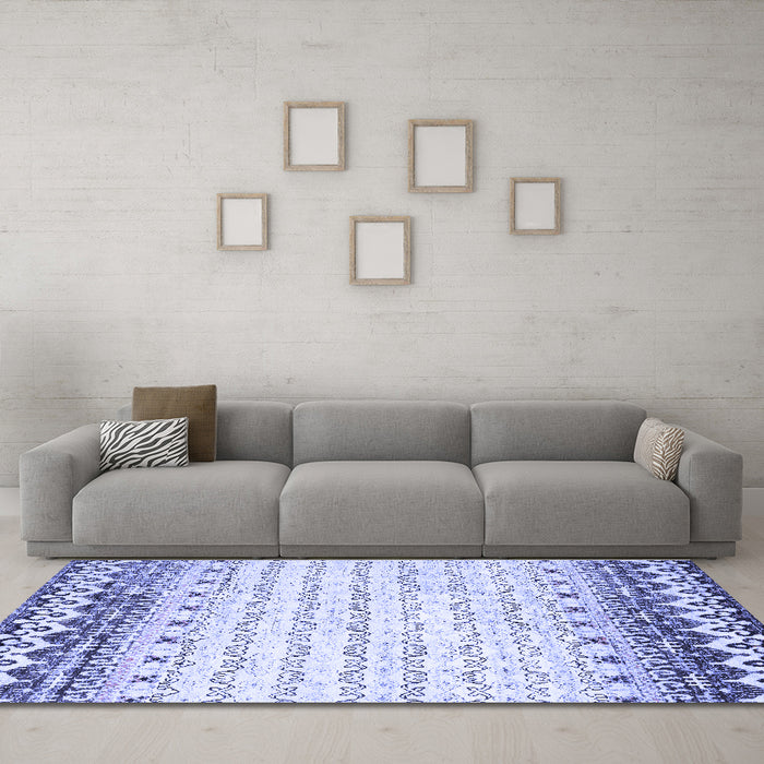 Machine Washable Abstract Blue Contemporary Rug in a Living Room, wshcon2551blu