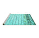 Sideview of Machine Washable Abstract Turquoise Contemporary Area Rugs, wshcon2551turq