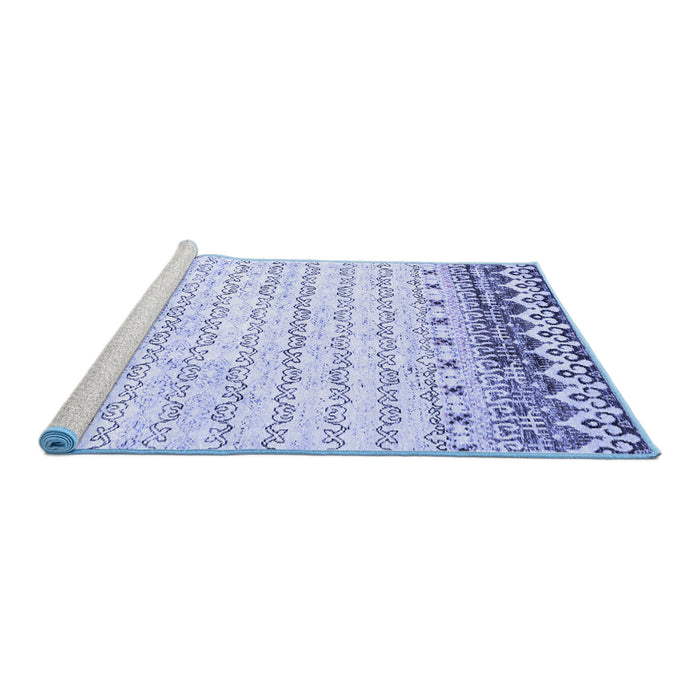 Sideview of Machine Washable Abstract Blue Contemporary Rug, wshcon2551blu