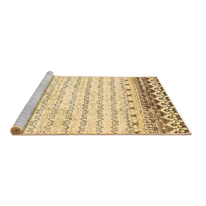 Sideview of Machine Washable Abstract Brown Contemporary Rug, wshcon2551brn