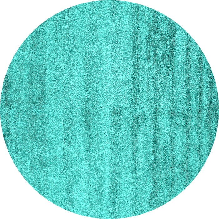 Round Machine Washable Abstract Turquoise Contemporary Area Rugs, wshcon2552turq