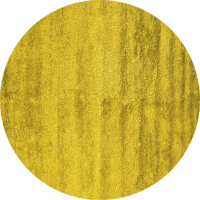 Round Machine Washable Abstract Yellow Contemporary Rug, wshcon2552yw