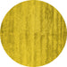 Round Machine Washable Abstract Yellow Contemporary Rug, wshcon2552yw