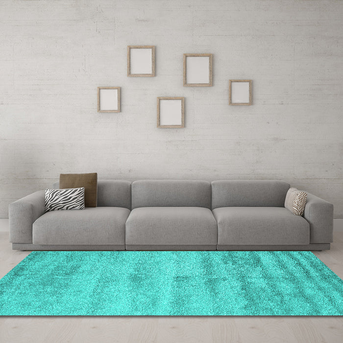 Machine Washable Abstract Turquoise Contemporary Area Rugs in a Living Room,, wshcon2552turq