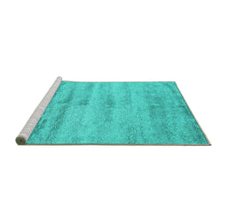 Sideview of Machine Washable Abstract Turquoise Contemporary Area Rugs, wshcon2552turq