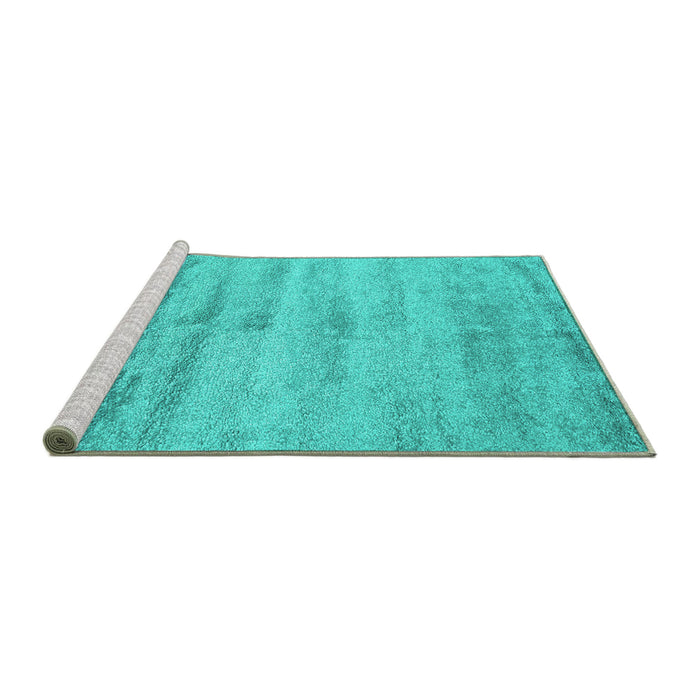 Sideview of Machine Washable Abstract Turquoise Contemporary Area Rugs, wshcon2552turq