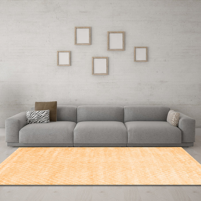 Machine Washable Solid Orange Modern Area Rugs in a Living Room, wshcon2553org