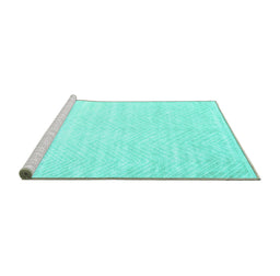 Sideview of Machine Washable Solid Turquoise Modern Area Rugs, wshcon2553turq