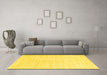 Machine Washable Solid Yellow Modern Rug in a Living Room, wshcon2553yw