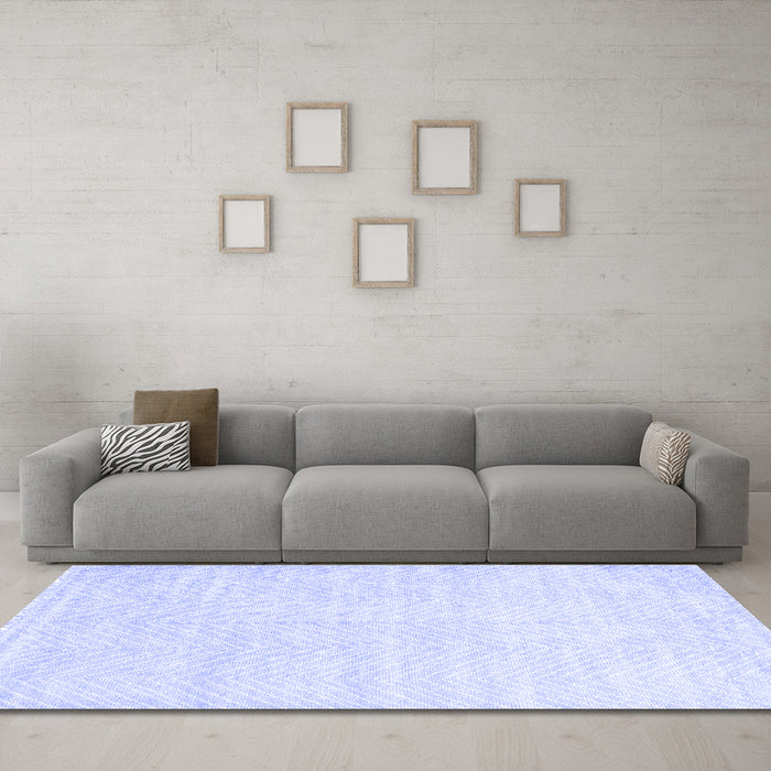 Machine Washable Solid Blue Modern Rug in a Living Room, wshcon2553blu