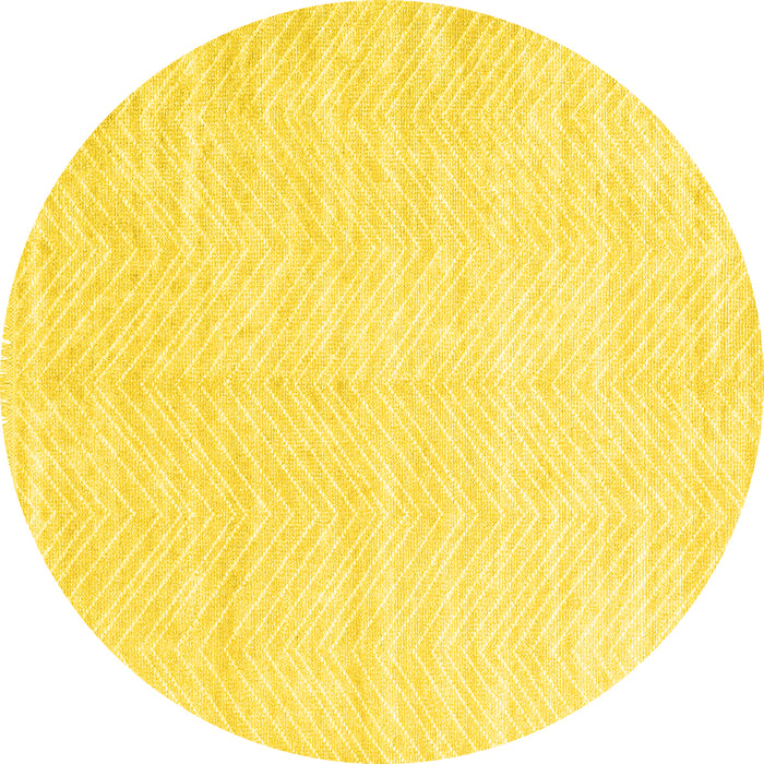 Round Machine Washable Solid Yellow Modern Rug, wshcon2553yw