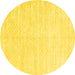 Round Machine Washable Solid Yellow Modern Rug, wshcon2553yw