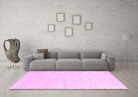 Machine Washable Solid Pink Modern Rug, wshcon2553pnk