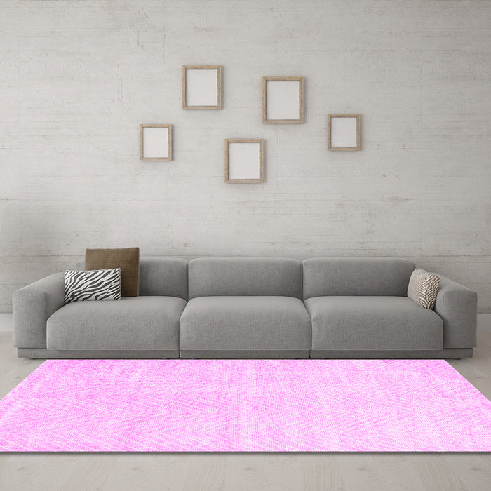 Machine Washable Solid Pink Modern Rug in a Living Room, wshcon2553pnk