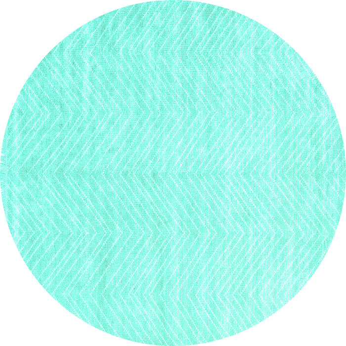 Round Machine Washable Solid Turquoise Modern Area Rugs, wshcon2553turq