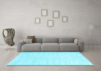 Machine Washable Solid Light Blue Modern Rug, wshcon2553lblu