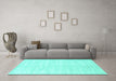 Machine Washable Solid Turquoise Modern Area Rugs in a Living Room,, wshcon2554turq