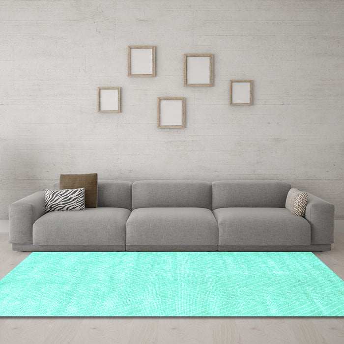 Machine Washable Solid Turquoise Modern Area Rugs in a Living Room,, wshcon2554turq