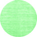 Round Machine Washable Solid Emerald Green Modern Area Rugs, wshcon2554emgrn