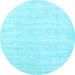 Round Machine Washable Solid Light Blue Modern Rug, wshcon2554lblu