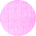 Round Machine Washable Solid Pink Modern Rug, wshcon2554pnk