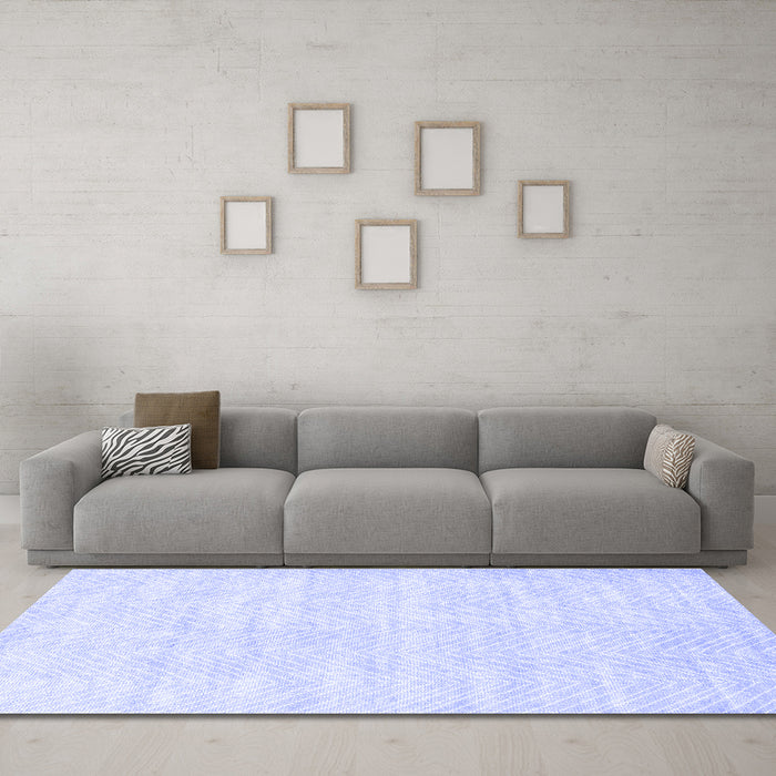 Machine Washable Solid Blue Modern Rug in a Living Room, wshcon2554blu