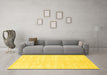 Machine Washable Solid Yellow Modern Rug in a Living Room, wshcon2554yw