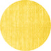 Round Machine Washable Solid Yellow Modern Rug, wshcon2554yw