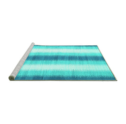 Sideview of Machine Washable Abstract Turquoise Contemporary Area Rugs, wshcon2555turq