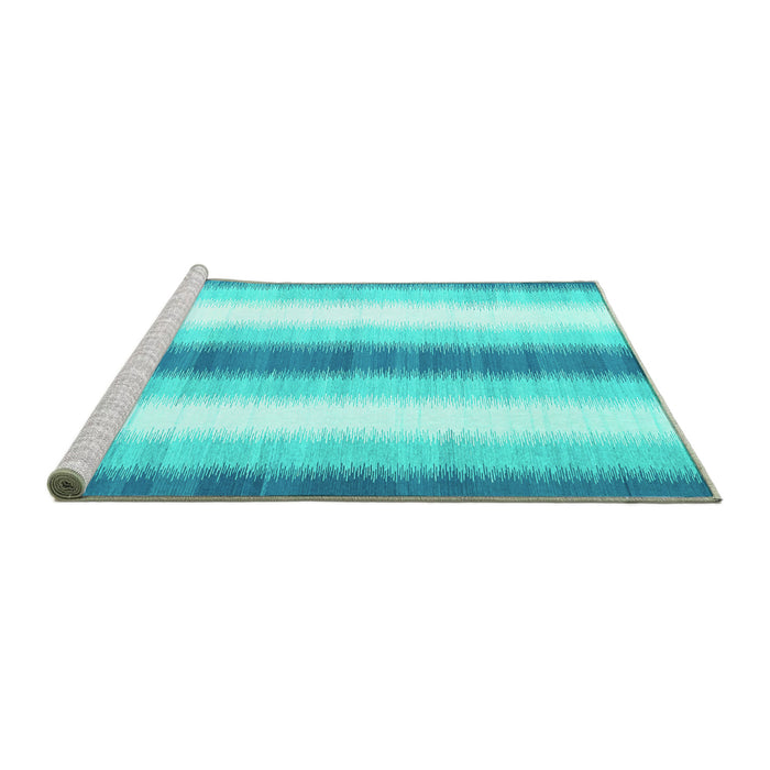 Sideview of Machine Washable Abstract Turquoise Contemporary Area Rugs, wshcon2555turq