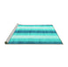 Sideview of Machine Washable Abstract Turquoise Contemporary Area Rugs, wshcon2555turq