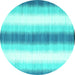 Round Machine Washable Abstract Turquoise Contemporary Area Rugs, wshcon2555turq